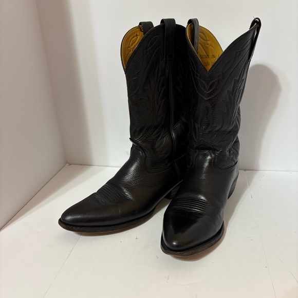 Nocona Classic Black Deertan Leather Cowboy Boots - Picture 4 of 9